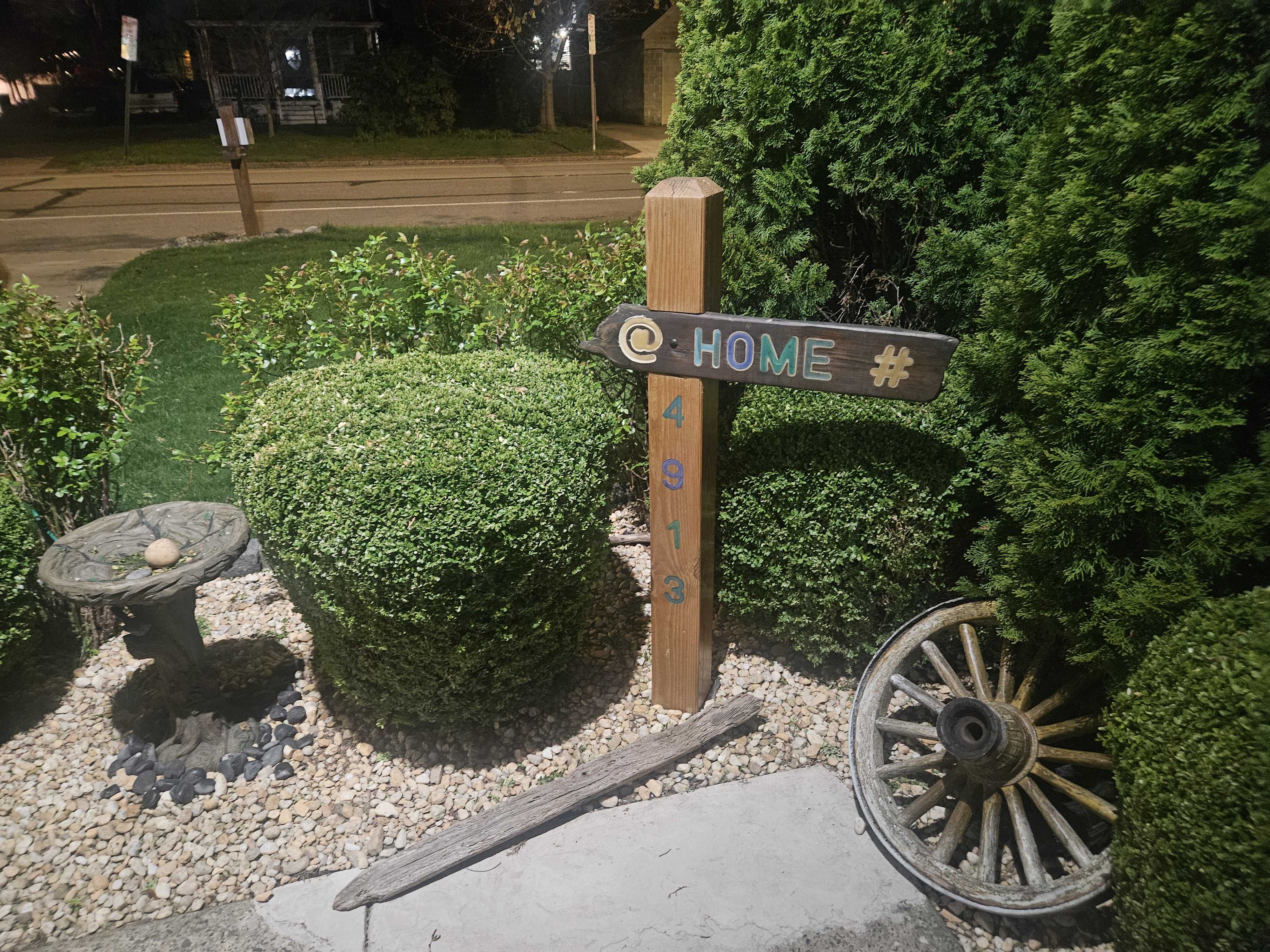 Completed home sign installed at the front of the house