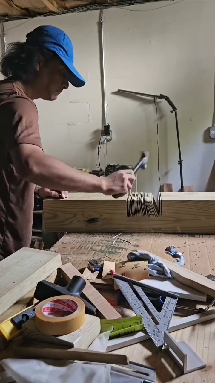 Precision cuts on the miter saw for the cross-arm pieces